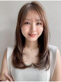 モテ髪フェイスフレーミング薄めバング斜めバング#532f0903