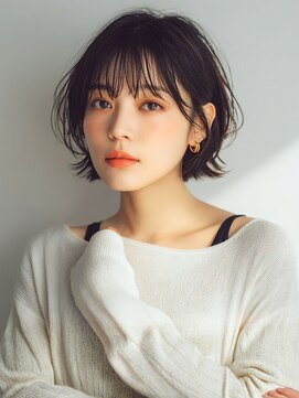 リアン 横須賀中央店(Lien) ショート 顔周りレイヤー ナチュラルパーマ 黒髪 ミニボブ 20代