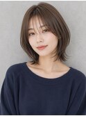 外ハネボブ 髪質改善 顔周りレイヤー ベージュ 透明感カラー