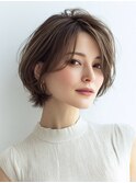 白髪ぼかし脱白髪染め似合わせショートボブ40代50代60代