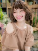 オン眉大人ヘルシースタイル外ハネボブパーマc5戸頭20代30代40代