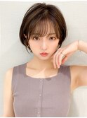 小顔/前髪/ネビージュ/マロンベージュ/ショートボブ/ワンレン