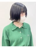 【松戸　石山】黒髪外ハネミニボブ切りっぱなし前髪あり