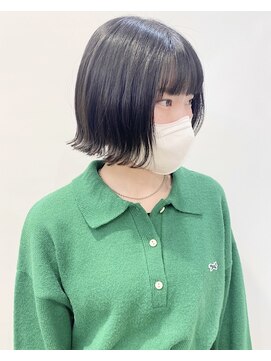 モリオフロムロンドン 松戸店(Morio from London) 【松戸 石山】黒髪外ハネミニボブ切りっぱなし前髪あり