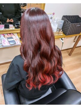 ラグナヘアー(Laguna Hair) 裾カラーレッド