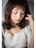 □韓国風巻きウェーブ抜け感ミディアムウルフ415-3上尾30代40代