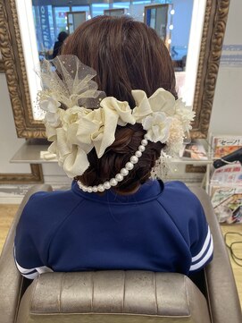 コワファースト 大分(COIFF1RST) 成人式/シニヨン/まとめ髪/りぼん/ドライフラワー