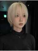 ダブルカラーショートウルフカットショートボブレイヤー前髪あり