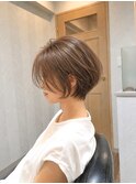 30代、40代/丸みくびれショートボブ×白髪染めハイライト/大宮