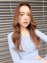 アイティー バイ アルバム 中野店(IT by ALBUM) 韓国風フェザーバング_かきあげロングマロンベージュ_8475