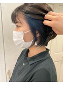 ショート/似合わせカット/インナーカラー/ブルー/デザインカラー