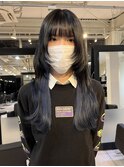 △ブリーチありインナーカラーブルーロングウルフレイヤーカット