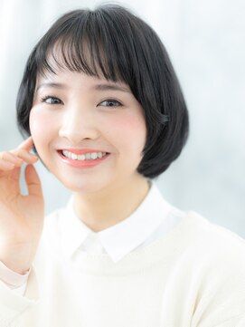 ドクターズ サロン ラブ(Dr's Salon LAB) オン眉黒髪くせ毛風ショートマッシュボブb古河20代30代40代
