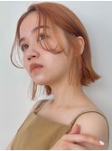 顔周りレイヤーカットくびれヘアミルクティーベージュカラー