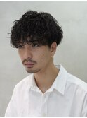 原宿シャドウパーマスパイラルパーマメンズカットセンターパート