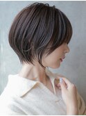 大人可愛い20代30代40代黒髪前下がりショートボブ丸みショート◎