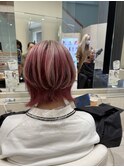 赤とベージュのアンブレラ
