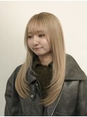 【吉富】顔まわりレイヤーカット×ミルクティーベージュ
