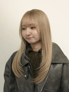 【吉富】顔まわりレイヤーカット×ミルクティーベージュ