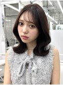 ダークブラウン くびれヘア 顔まわりカット【肥田亜沙美】