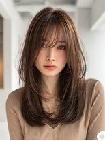 ダル 渋谷/表参道(DAL.)&nbsp;顔周りカットハッシュカットダークブラウンワンホンレイヤー韓国