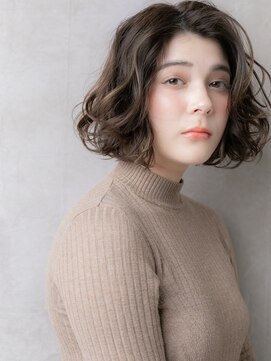 カバーヘア ブリス 上尾西口店(COVER HAIR bliss) ダークアッシュドライパーマかきあげボブパーマX上尾30代40代