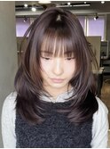 ダークグレージュ/ハッシュカット/ブリーチなしダブルカラー