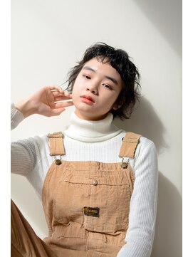 ミラバイグリーン(Mira by green) ジグザグバング アシメショート 黒髪 大人かわいい #1