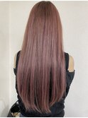 エクステつけたままカラーピンクベージュ