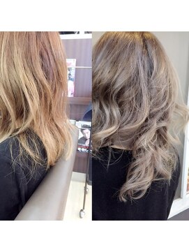 アロ 調布店(ARO) ダブルカラー・ハイトーン・ケアブリーチ・ミルクティーベージュ