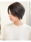 レイヤーカットデザインカラー斜めバングシルキーベージュ