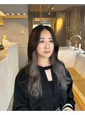 【mii】インナーカラー/シルバーグレー/地毛風カラー