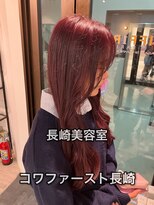 コワファーストナガサキシャンプーボーイ(COIFF1RST NAGASAKI SHAMPOO BOY)&nbsp;長崎 韓国ヘア カシスピンク