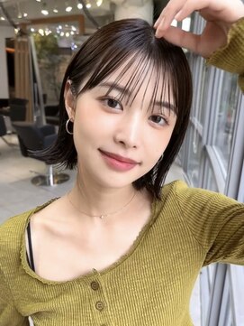 メゾンアクア 表参道(Maison ACQUA) ＋切りっぱなしボブメルティーカラー小顔似合わせカット縮毛矯正