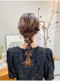 20代30代大人可愛い結婚式スタイル編みおろしリボン金箔