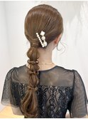 タイト編みおろし/アレンジ/結婚式ヘア