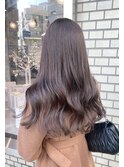 大人美人艶カラーラベンダー小顔カット透明感レイヤーロング