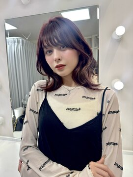 ブリーチなしダブルカラーワインレッドチェリーレッドカラー赤羽