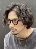 渋谷ミディアムヘアメンズボブニュアンスサーフカールウルフ◆