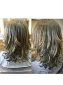 【ゆるふわカール× スモーキーマットアッシュ× ミディアム】