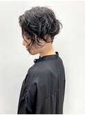 20代30代40代くせ毛風パーマ丸みショート小顔カット抜け感
