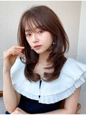 シャギーレイヤーロング韓国くびれヘアシースルーぱっつん前髪