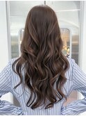 ロングオリーブベージュ韓国ヘア顔周りレイヤー_ba572661