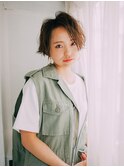 前髪なしのマッシュショート