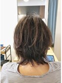 ミディアムウルフ×ハイライト×アッシュベージュ