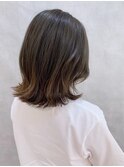 _グレージュカラーボブウルフココアベージュ