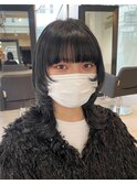 ＊ネオウルフカット！黒髪暗髪ミディアムウルフレイヤーカット