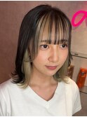 前髪インナーカラーボブ！ホワイトベージュ！