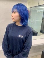 ディア(.eer)&nbsp;ネイビーブルー/ウェーブスタイリング/色落ちシルバー