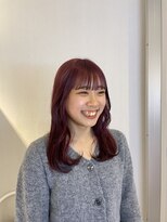 アム(amu)&nbsp;韓国風レイヤー/ワインレッド/ベージュピンク/暖色カラー